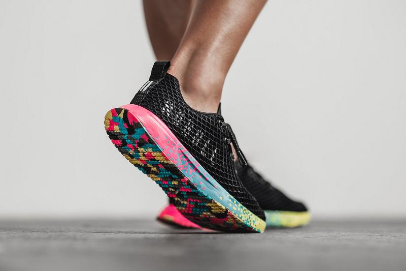 Black Nobull Neon Glitch Mesh Runner Women's Running Shoes | CA E1659B